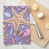 Lavender Seashell Personalized Kitchen Towel キッチンタオル (四つ折り)