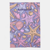 Lavender Seashell Personalized Kitchen Towel キッチンタオル (縦)