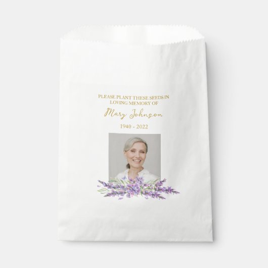 Lavender Seed Packet Memorial Funeral フェイバーバッグ (正面)