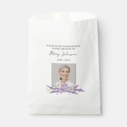 Lavender Seed Packet Memorial Funeral フェイバーバッグ (正面)