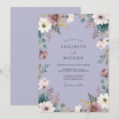 Lavender Serene Botanical Wedding 招待状 (正面/裏面)