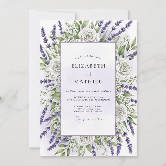 Lavender Serene Countryside Wedding 招待状 (正面)