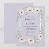 Lavender Serene Floral Wedding 招待状 (正面/裏面)