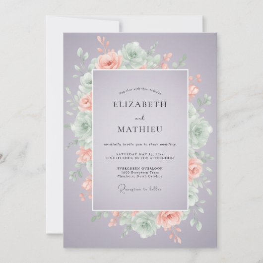 Lavender Serene Succulent Wedding 招待状 (正面)