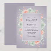 Lavender Serene Succulent Wedding 招待状 (正面/裏面)