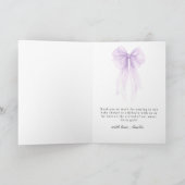 Lavender Sheer Bow Elegant Thank You サンキューカード (内部)