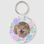 Lavender Shiba Inu Silhouette  Custom Name & Photo キーホルダー (裏面)