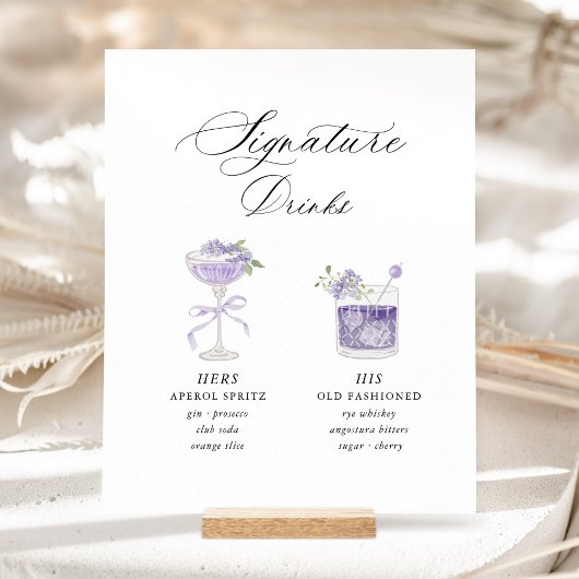 Lavender Signature Drinks Wedding 台座サイン