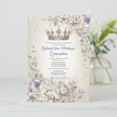 Lavender Silver Crown Floral Quinceañera 招待状 (スタンド正面)