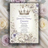Lavender Silver Crown Floral Quinceañera 招待状