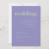 Lavender Silver Minimal Earth Tone Wedding 招待状 (正面)
