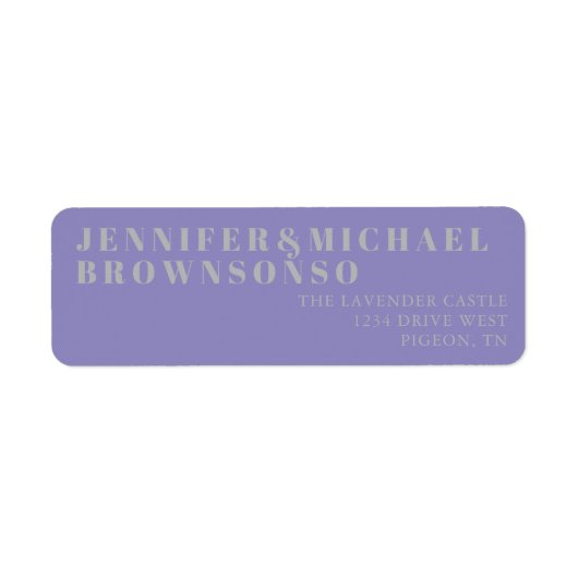 Lavender Silver Minimalistic Wedding ラベル (正面)