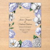 Lavender & Silver Modern Botanical Wedding アクリル招待状 (正面)