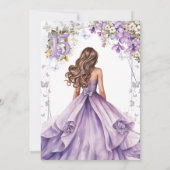 Lavender Silver Tiara Floral Quinceañera 招待状 (裏面)