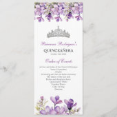Lavender Silver Tiara Floral Quinceañera Program プログラム (正面)