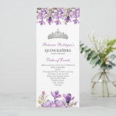 Lavender Silver Tiara Floral Quinceañera Program プログラム (スタンド正面)