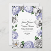 Lavender & Silver Watercolor Floral Wedding 招待状 (正面)
