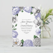 Lavender & Silver Watercolor Floral Wedding 招待状 (スタンド正面)
