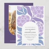 Lavender Sky Abstract Floral Modern Spring Wedding 招待状 (正面/裏面)