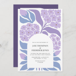 Lavender Sky Abstract Floral Modern Spring Wedding 招待状