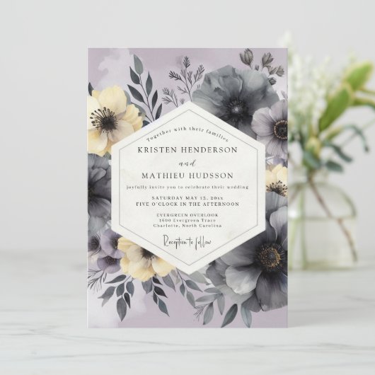 Lavender Slate Painterly Wedding 招待状 (スタンド正面)