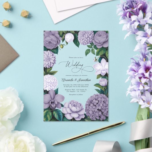 Lavender Smoke, Lilac Ash & Moonstone Wedding アクリル招待状 (インサイチュ (ウェディング))