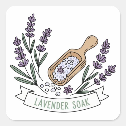 Lavender Soak Bath Salt Label | Spa スクエアシール (正面)