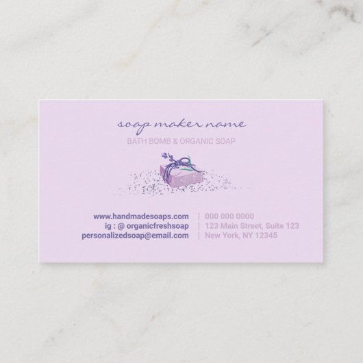 Lavender Soap Maker Gift 名刺 (裏面)