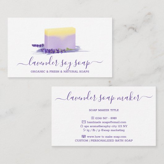 Lavender Soap Soy Natural Spa Cosmetic 名刺 (正面/裏面)