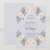 Lavender Soft Romantic Spring Wedding 招待状 (正面/裏面)