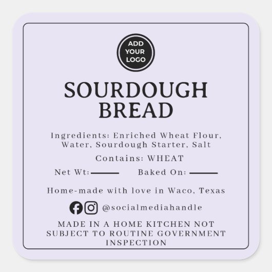 Lavender Sourdough Ingredient Cottage Sticker スクエアシール (正面)