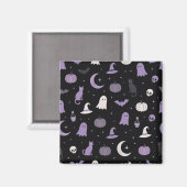 Lavender Spooky Cute Halloween Pattern Magnet マグネット (正面/裏面)