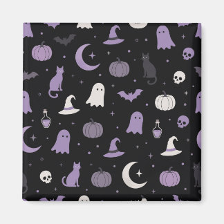 Lavender Spooky Cute Halloween Pattern Magnet マグネット