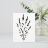 Lavender Sprigs – Minimalist Botanical Design on ポストカード (スタンド正面)