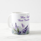 Lavender Spring Floral Best Teacher Appreciation コーヒーマグカップ (正面左)