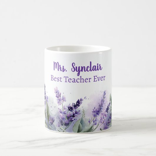 Lavender Spring Floral Best Teacher Appreciation コーヒーマグカップ (中央)