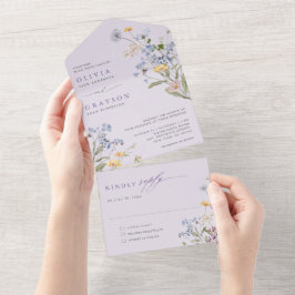 Lavender Spring Wildflower Meadow Garden Wedding   オールインワン招待状