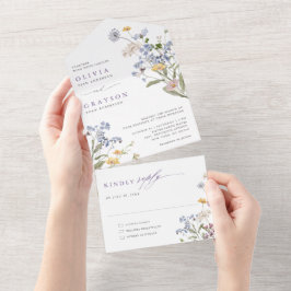 Lavender Spring Wildflower Meadow Garden Wedding   オールインワン招待状