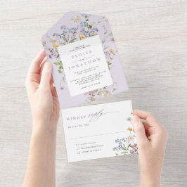 Lavender Spring Wildflower Meadow Garden Wedding   オールインワン招待状