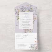 Lavender Spring Wildflower Meadow Garden Wedding   オールインワン招待状 (内側)