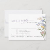 Lavender Spring Wildflower Meadow Garden Wedding 出欠カード (正面)