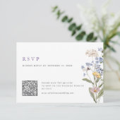 Lavender Spring Wildflower Meadow Wedding QR Code 出欠カード (スタンド正面)