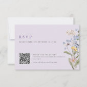 Lavender Spring Wildflower Meadow Wedding QR Code 出欠カード (正面)