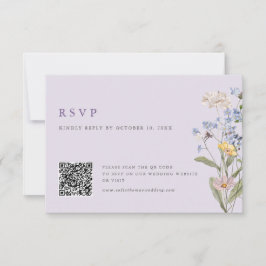 Lavender Spring Wildflower Meadow Wedding QR Code 出欠カード