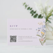 Lavender Spring Wildflower Meadow Wedding QR Code 出欠カード (スタンド正面)