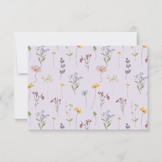 Lavender Spring Wildflower Meadow Wedding QR Code 出欠カード (裏面)