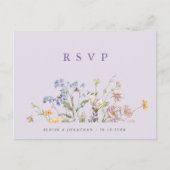 Lavender Spring Wildflower Meadow Wedding RSVP ポストカード (正面)