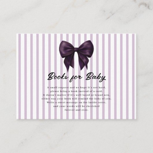 Lavender Stripe Book Gift Request Card エンクロージャーカード (正面)