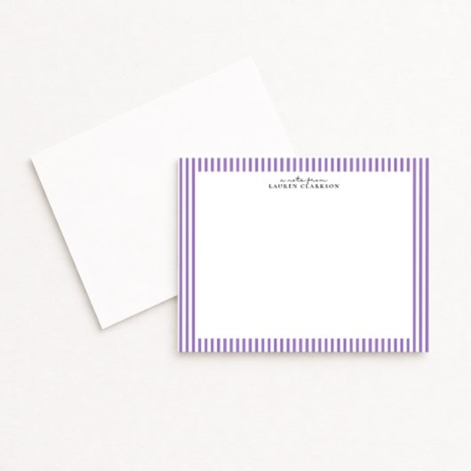 Lavender Stripe Border Note Card 招待状