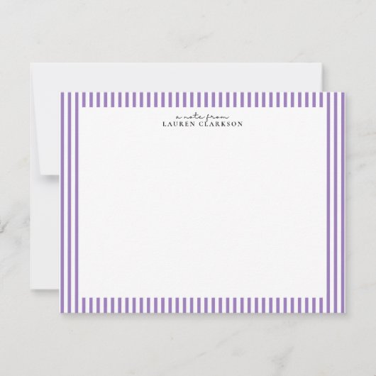 Lavender Stripe Border Note Card 招待状 (正面)